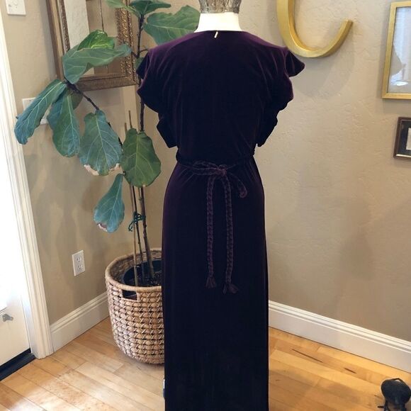 Misa Los Angeles Caroline Burgundy/Wine Velvet Wrap V neck Dress Size Medium NWT - Picture 6 of 14